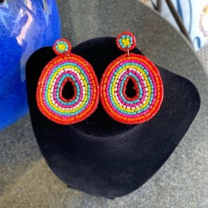 Beaded Multicolor Post Earrings